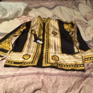 Gianni Versace black and gold silk Barocco shirt